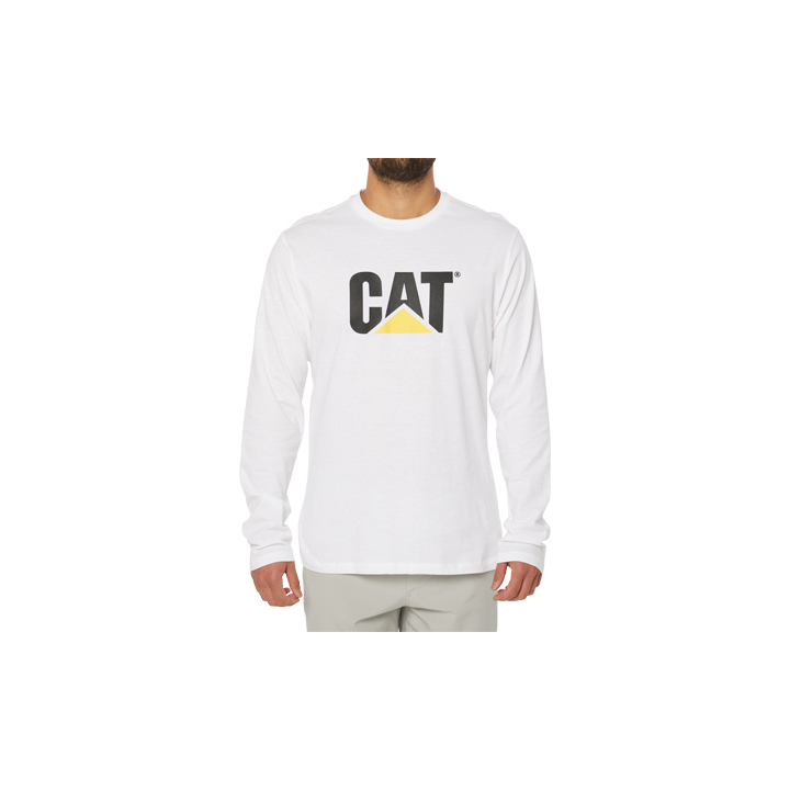 Caterpillar Original Fit Ls Logo Philippines - Mens T-Shirts - White 72369COLT